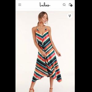 Lulu’s Striped Backless Midi Dress